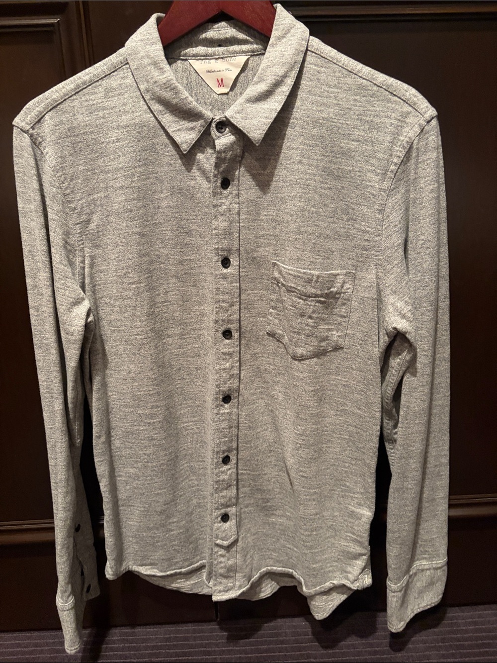 Rag and bone Men's Grey Long-Sleeve Button-Up Shirt